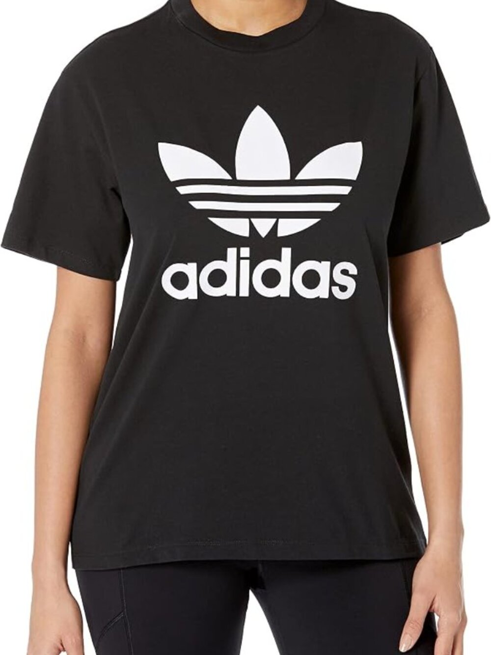 adidas Black T-Shirt with White Trefoil Logo